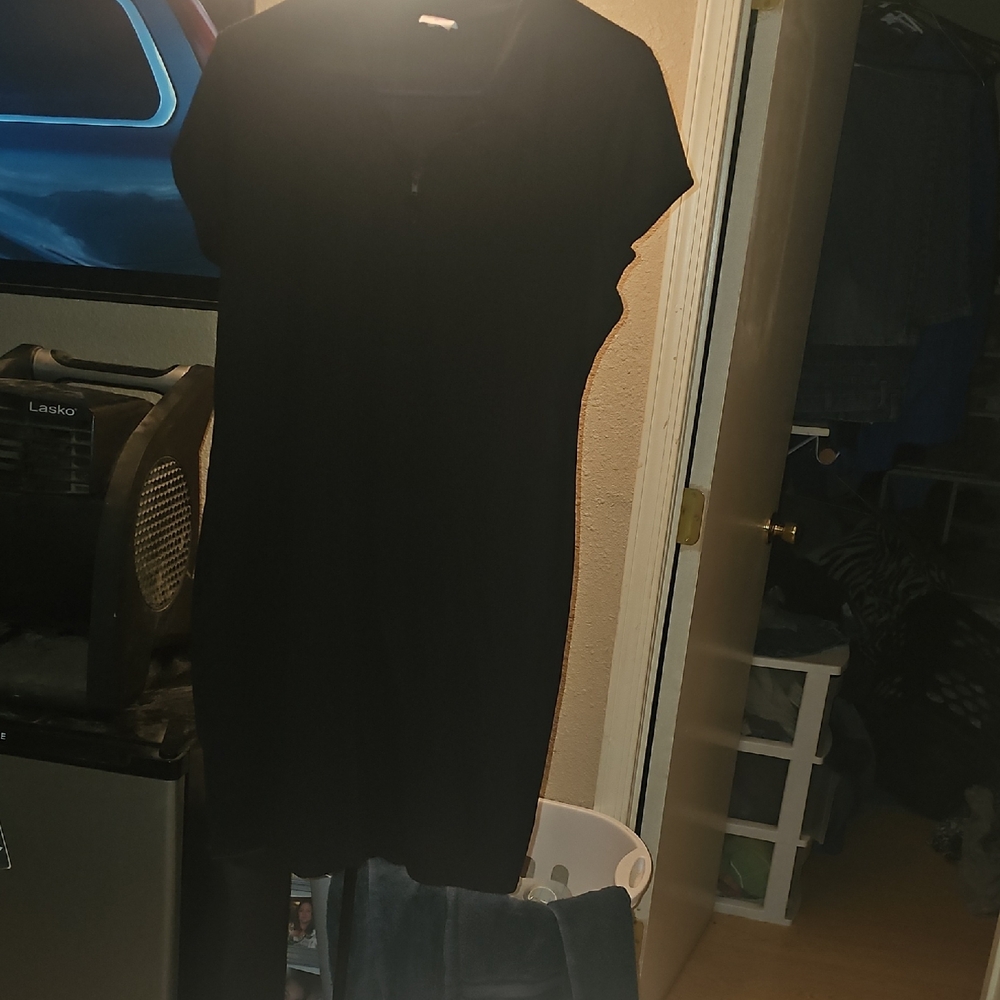 NOBO Black Midi Dress with Crew Neck and Short Sleeves